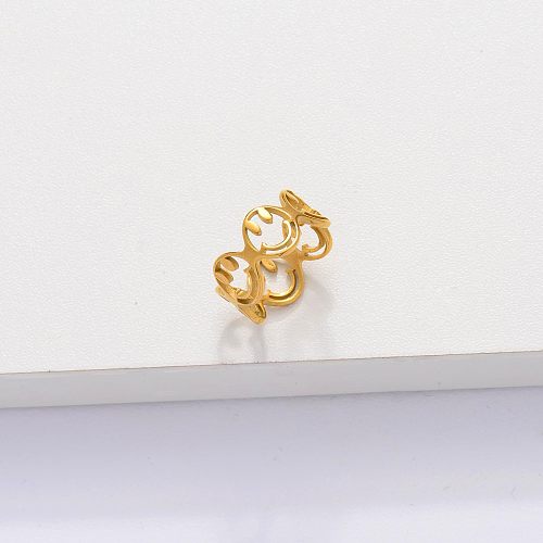 18k Gold Plated Smiley Ring for Women -SSRGG143-33899