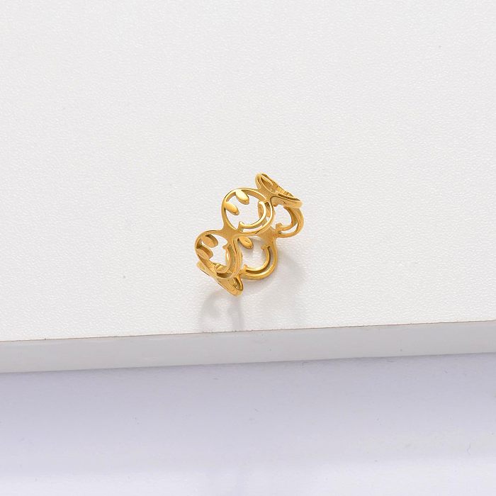 18k vergoldeter Smiley-Ring für Damen -SSRGG143-33899