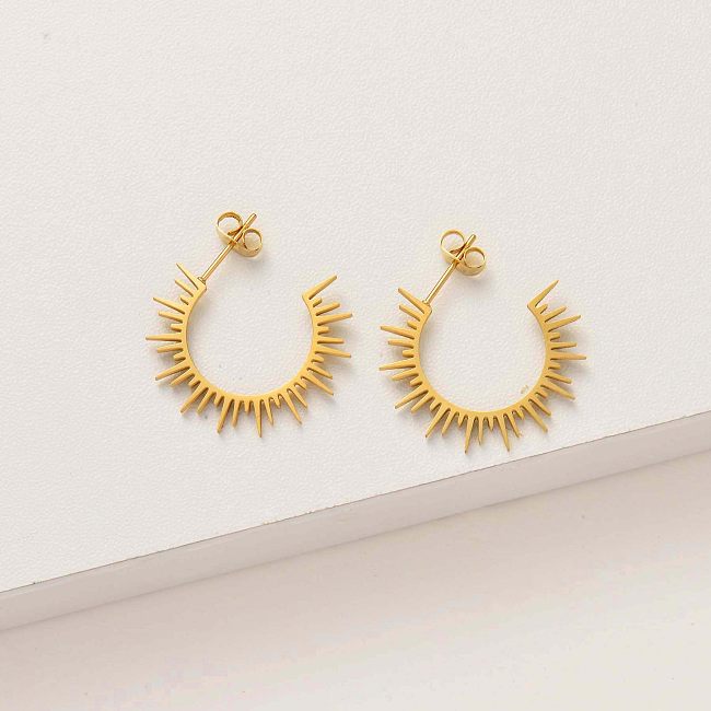 18k Gold Plated Hoop Earrings -SSEGG143-33834