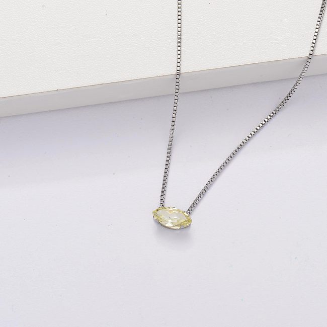 Collier minuscule transparent avec zircon cubique -SSNEG143-33856