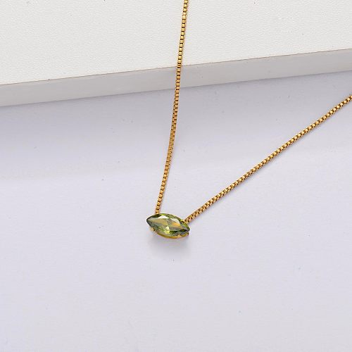 18k Gold Plated Cubic Zircon Clear Dainty Necklace -SSNEG143-33859
