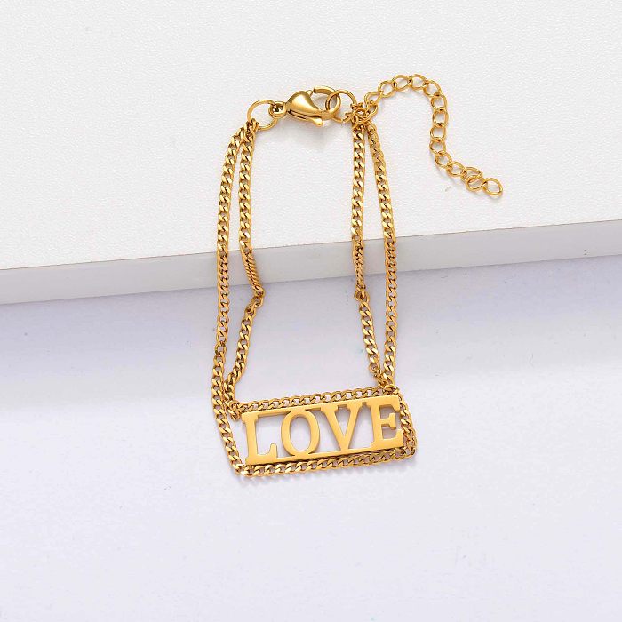 18k Gold Plated Love Bracelets for Women -SSBTG143-33905