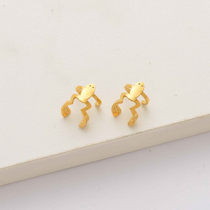 Frog 18k gold plated stainless steel ear cuff-SSEGG142-34636