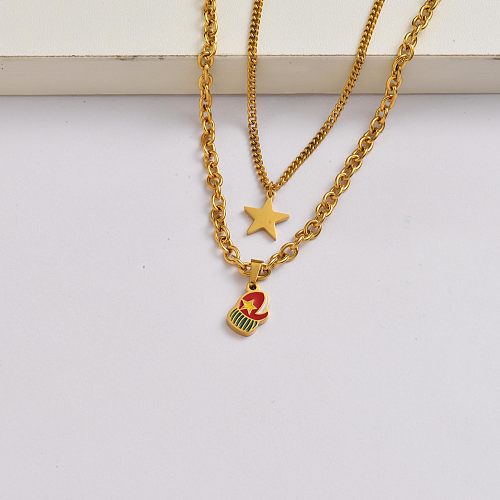Christmas glove chain 18k gold plated stainless steel necklace christmas gift ideas for her-SSNEG142-34860