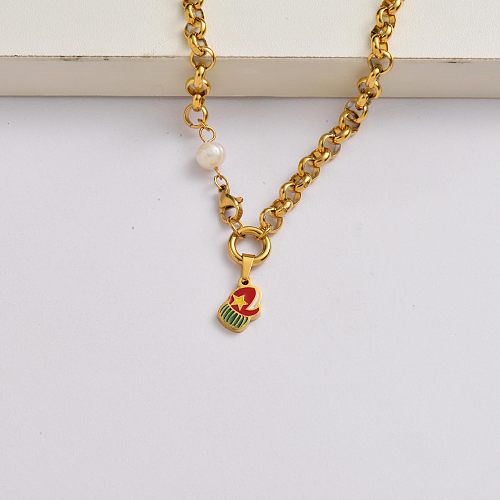 Christmas glove chain 18k gold plated stainless steel necklace christmas gift ideas for her-SSNEG142-34887