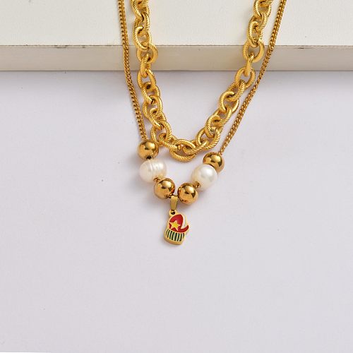 Christmas glove chain 18k gold plated stainless steel necklace christmas gift ideas for her-SSNEG142-34898