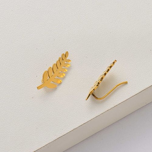 Straw 18k gold plated stainless steel earrings-SSEGG143-34331