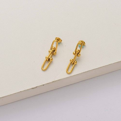18k gold plated stainless steel earrings for women-SSEGG143-34288