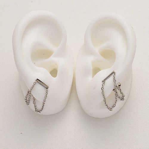 chain stainless steel earrings -SSEGG143-34286