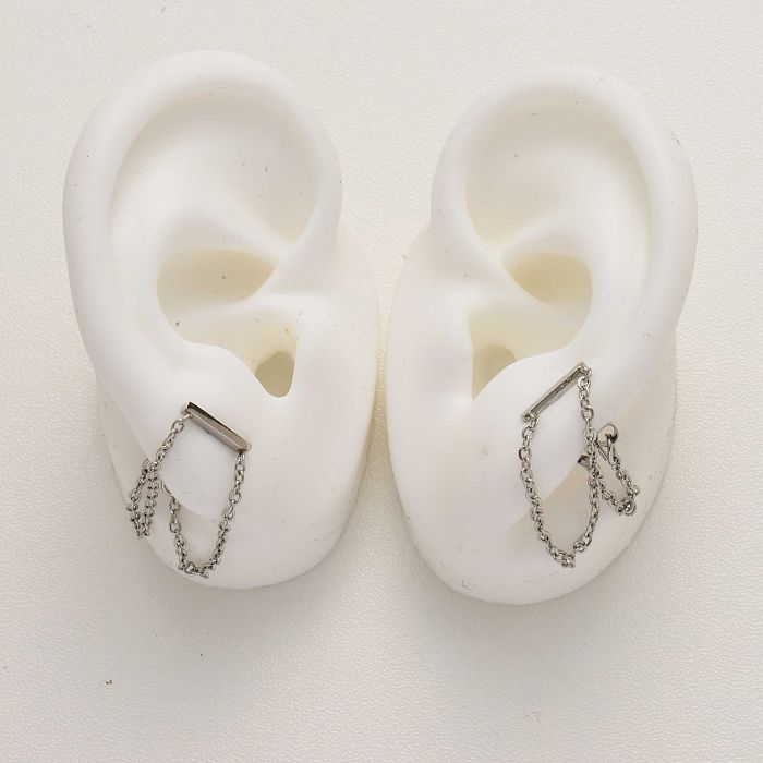 chain stainless steel earrings -SSEGG143-34286