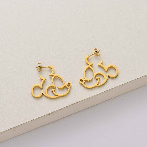 mouse 18k gold plated stainless steel earrings-SSEGG143-34298