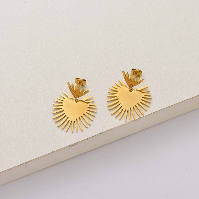 leaf 18k gold platedstainless steel earrings-SSEGG143-34276