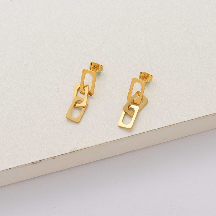 Circular Needle Ohrringe aus 18k vergoldetem Edelstahl-SSEGG143-34284