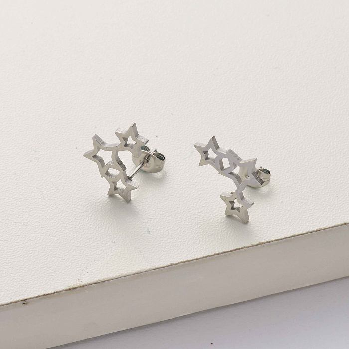 boucles d'oreilles étoiles en acier inoxydable pour femmes-SSEGG143-34279