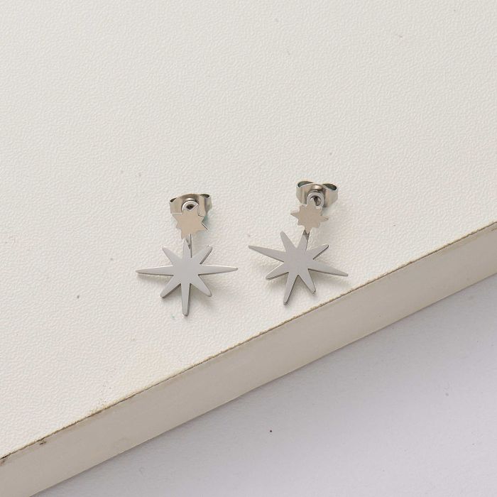 Six-pointed star stainless steel earrings-SSEGG143-34285