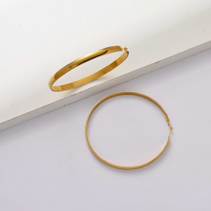 18k gold plated stainless steel hoop earrings-SSEGG143-34278