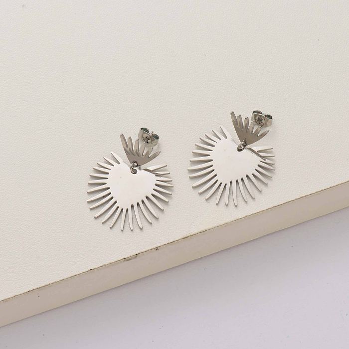 leaf stainless steel earrings-SSEGG143-34275