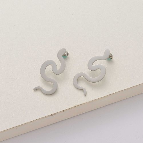 snake stainless steel earrings-SSEGG143-34295