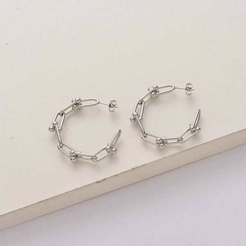 crystal stainless steel hoop earrings-SSEGG143-34293
