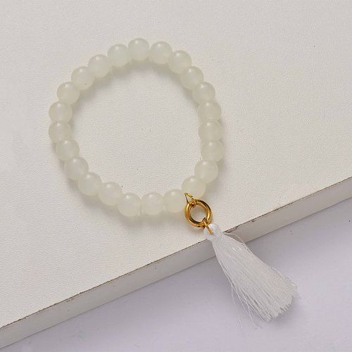 Bracelet de perles élastiqué pompon-SSBTG142-34654