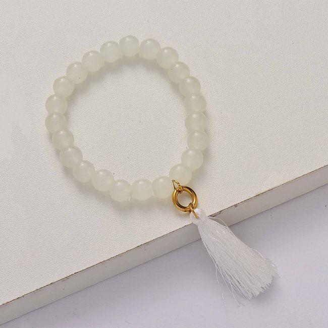 Tassel elasticated beaded bracelet-SSBTG142-34654