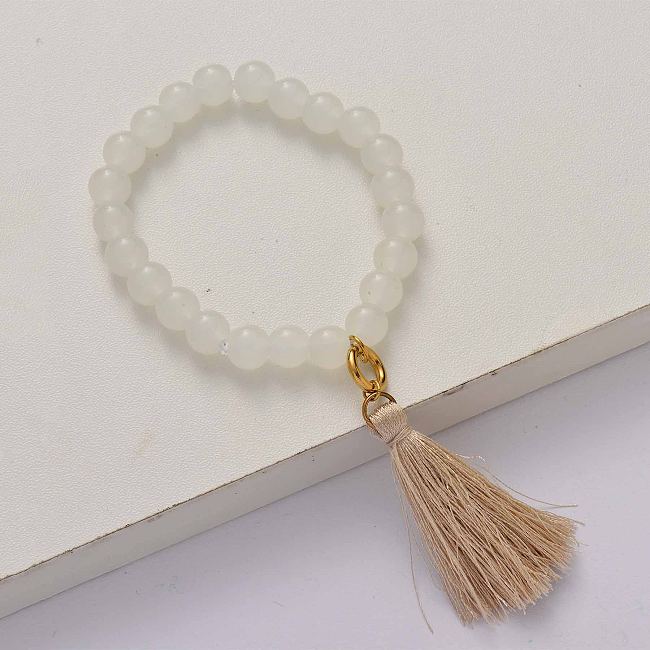 Bracelet de perles élastiqué pompon-SSBTG142-34653