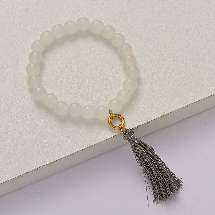 Bracelet de perles élastiqué pompon-SSBTG142-34655