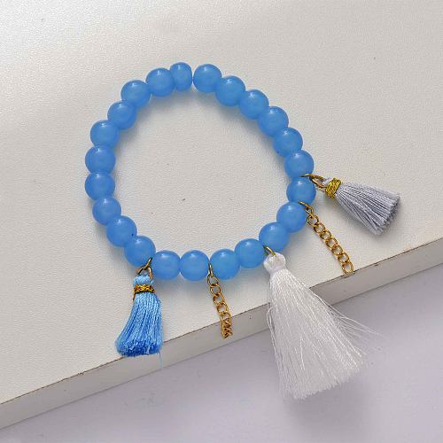 Tassel elasticated beaded bracelet-SSBTG142-34661