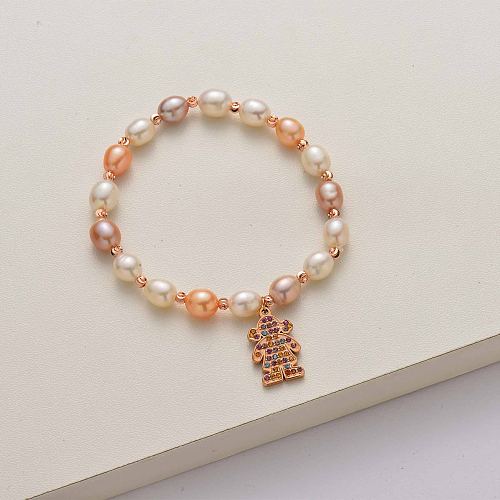 Pulsera de perlas con ajuste de cristal de moda-SSBTG142-34677