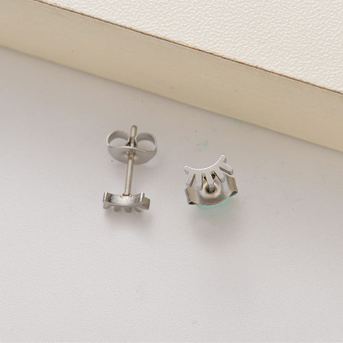 stainless steel eyelash stud earrings for girls -SSEGG143-35202