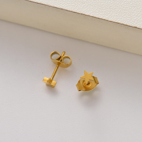 18k gold plated mini star stud earrings for women -SSEGG143-35157