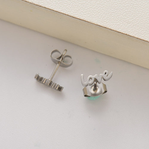 stainless steel love stud earrings for girls -SSEGG143-35214