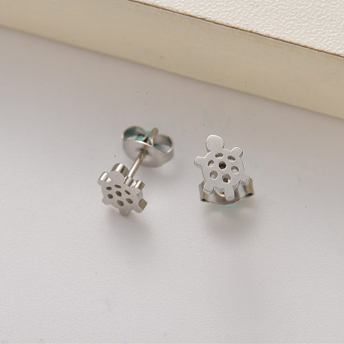 stainless steel mini tortoise stud earrings for women -SSEGG143-35178