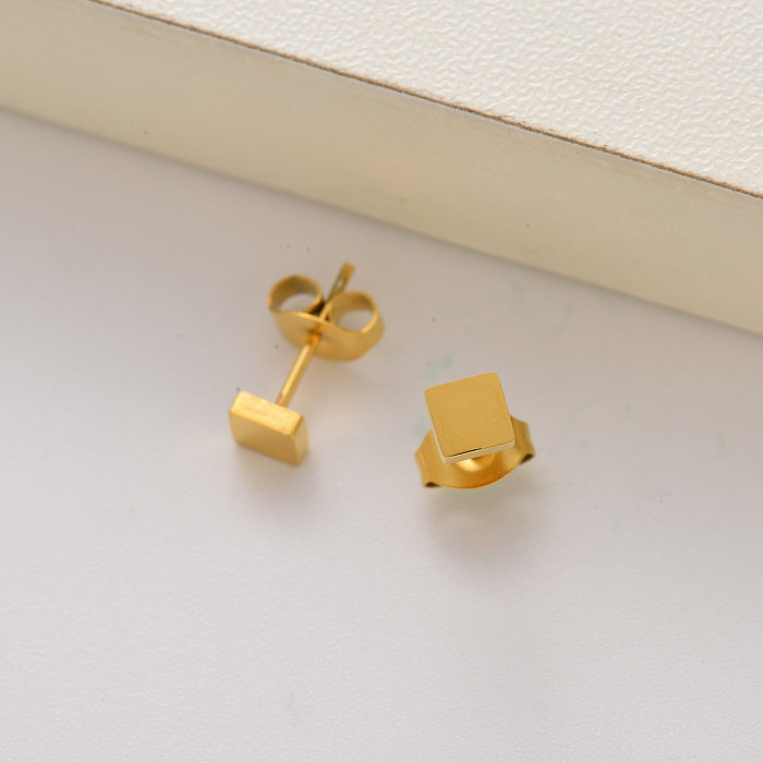 stainless steel rectangular square stud earrings for girls -SSEGG143-35196