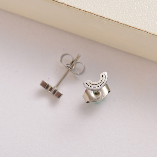 mini boucles d'oreilles arc-en-ciel en acier inoxydable pour femmes -SSEGG143-35144