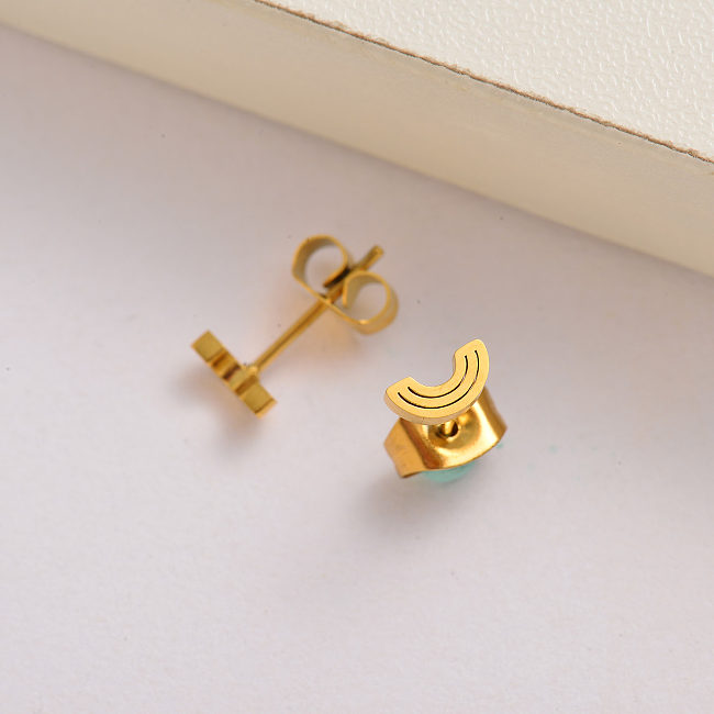 Mini brincos de arco-íris folheados a ouro 18k para mulheres -SSEGG143-35145