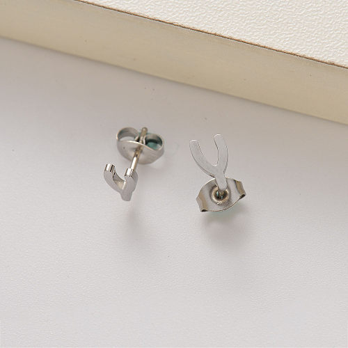 silver fish bone stud earrings for girls -SSEGG143-35158
