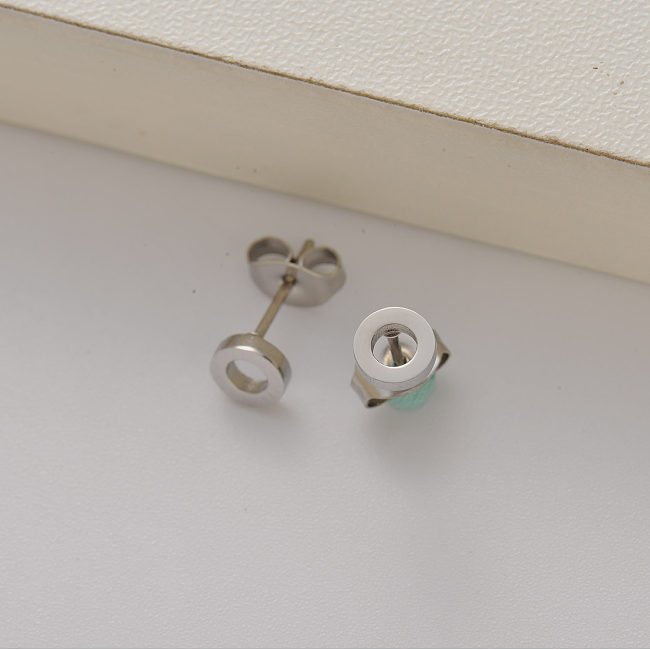 stainless steel mini circle stud earrings for women -SSEGG143-35148