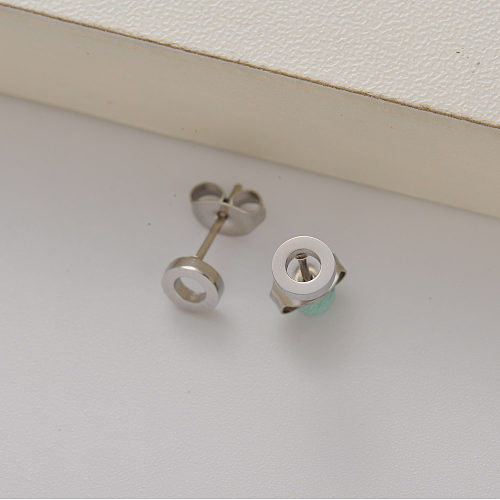 brincos de minicírculo de aço inoxidável para mulheres -SSEGG143-35148