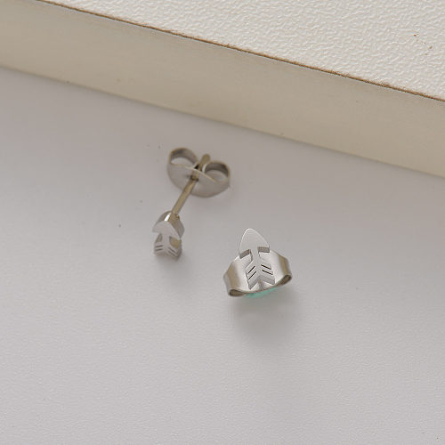stainless steel mini arrow stud earrings for women -SSEGG143-35154