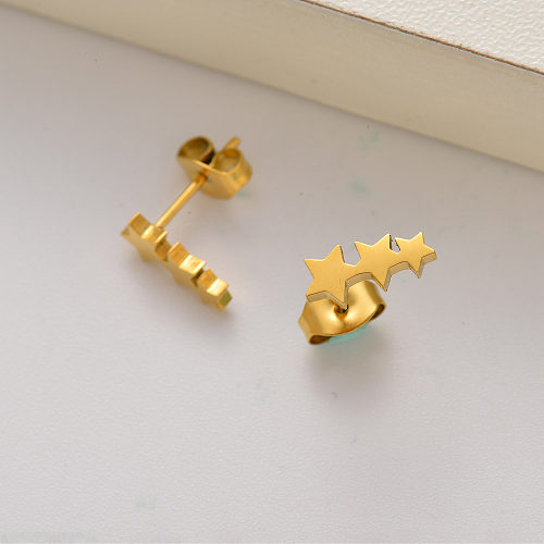 Brincos de estrela folheados a ouro 18k para meninas -SSEGG143-35213