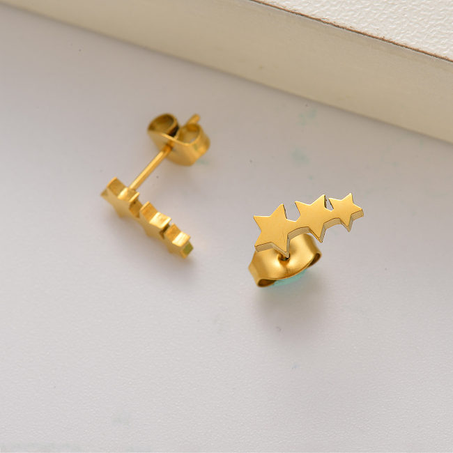 أقراط على شكل نجمة مطلية بالذهب عيار 18 قيراط للفتيات الصغيرات- SSEGG143-35213