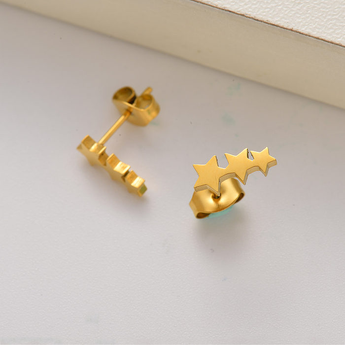 أقراط على شكل نجمة مطلية بالذهب عيار 18 قيراط للفتيات الصغيرات- SSEGG143-35213