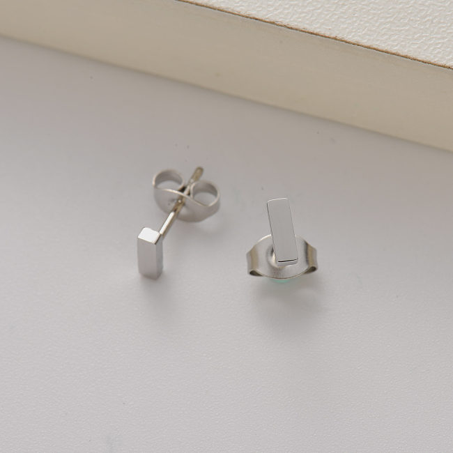 stainless steel mini geometric Tube stud earrings for women -SSEGG143-35176