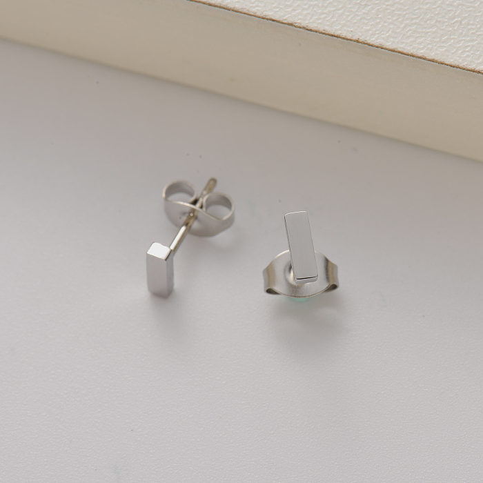 Mini brincos de tubo geométrico de aço inoxidável para mulheres -SSEGG143-35176
