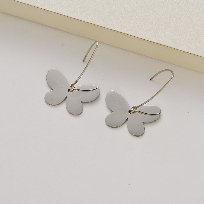 stainless steel earrings butterfly drop earrings -SSEGG143-35260