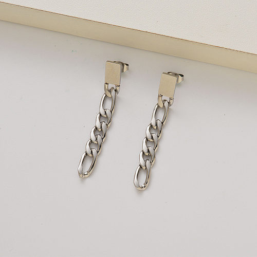 stainless steel chain drop earrings -SSEGG143-35258