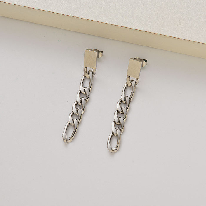 stainless steel chain drop earrings -SSEGG143-35258
