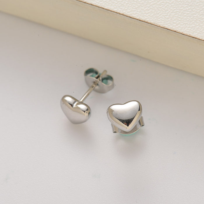 brincos de coração de aço inoxidável para meninas -SSEGG143-35222