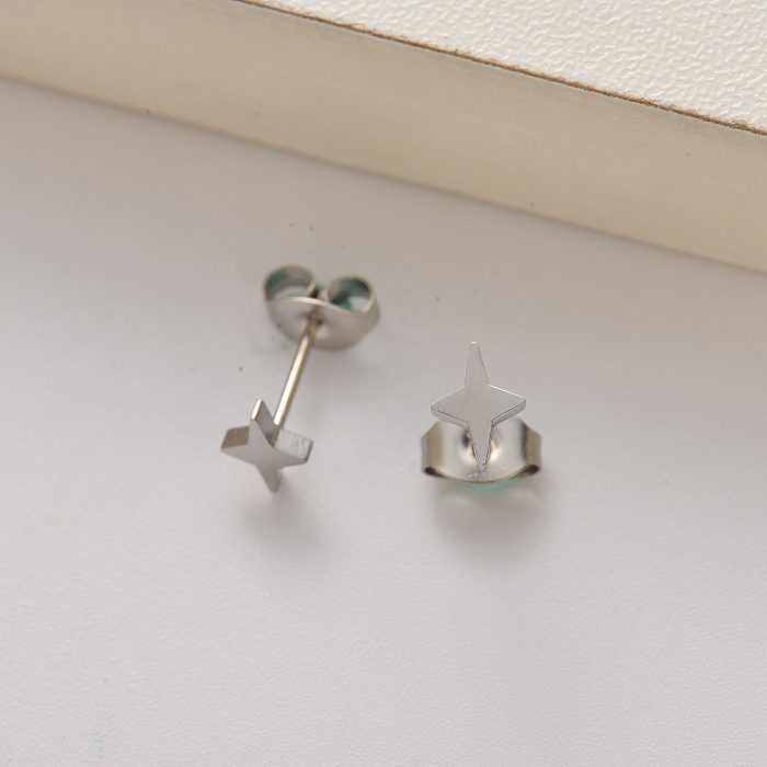 stainless steel mini star stud earrings for women -SSEGG143-35160